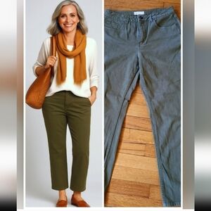 🌿 Coldwater Creek: 8P Slimming Straight‑Leg Ankle Jeans, Olive Green